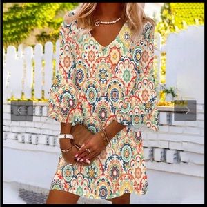 Stylish 3/4 Sleeve tint mini dress
